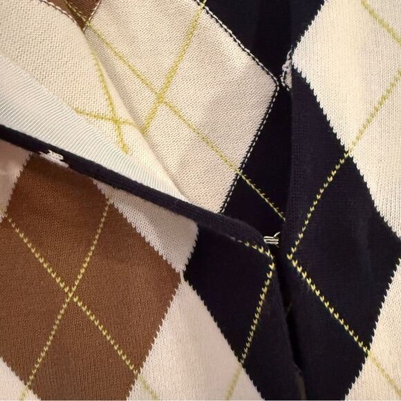 J. Crew Argyle Hook Closure Short Sleeve Cardigan - Picture 3 of 6